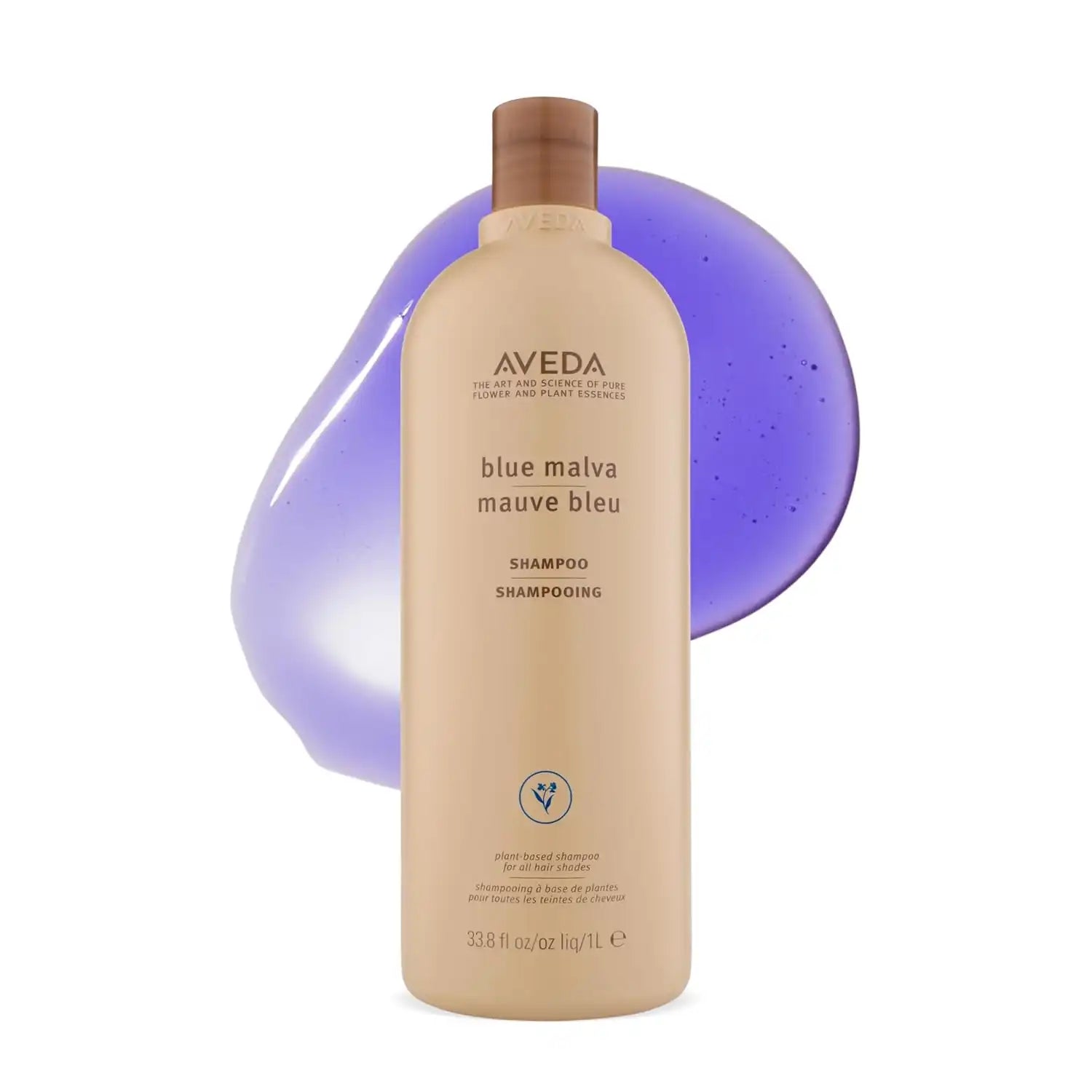 Aveda Blue Malva Shampoo | Purple Shampoo for Gray and Blonde Hair | Neutralizes Brassiness and Yellow Tones |With Blue Malva and Coneflower | 95% Naturally Derived* | Liter Size | 33.8 Fl Oz