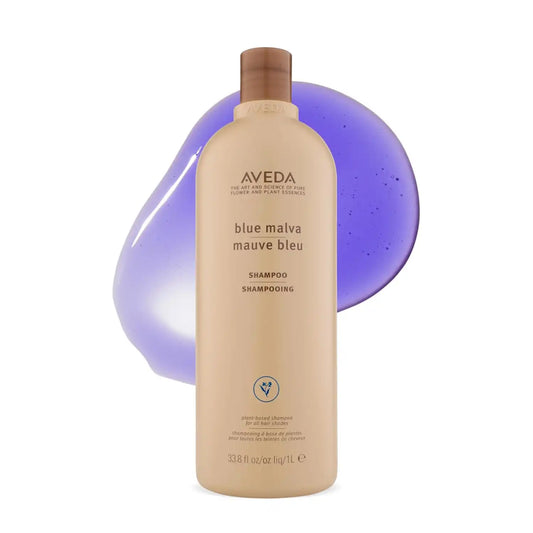 Aveda Blue Malva Shampoo | Purple Shampoo for Gray and Blonde Hair | Neutralizes Brassiness and Yellow Tones |With Blue Malva and Coneflower | 95% Naturally Derived* | Liter Size | 33.8 Fl Oz