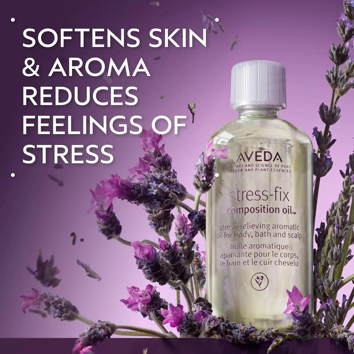 Aveda Stress-Fix Composition Oil | Bath, Body & Scalp Oil | Shown to Reduce Feelings of Stress | with Aroma of Lavender, Lavandin, Clary Sage, 1.7 Fl Oz
