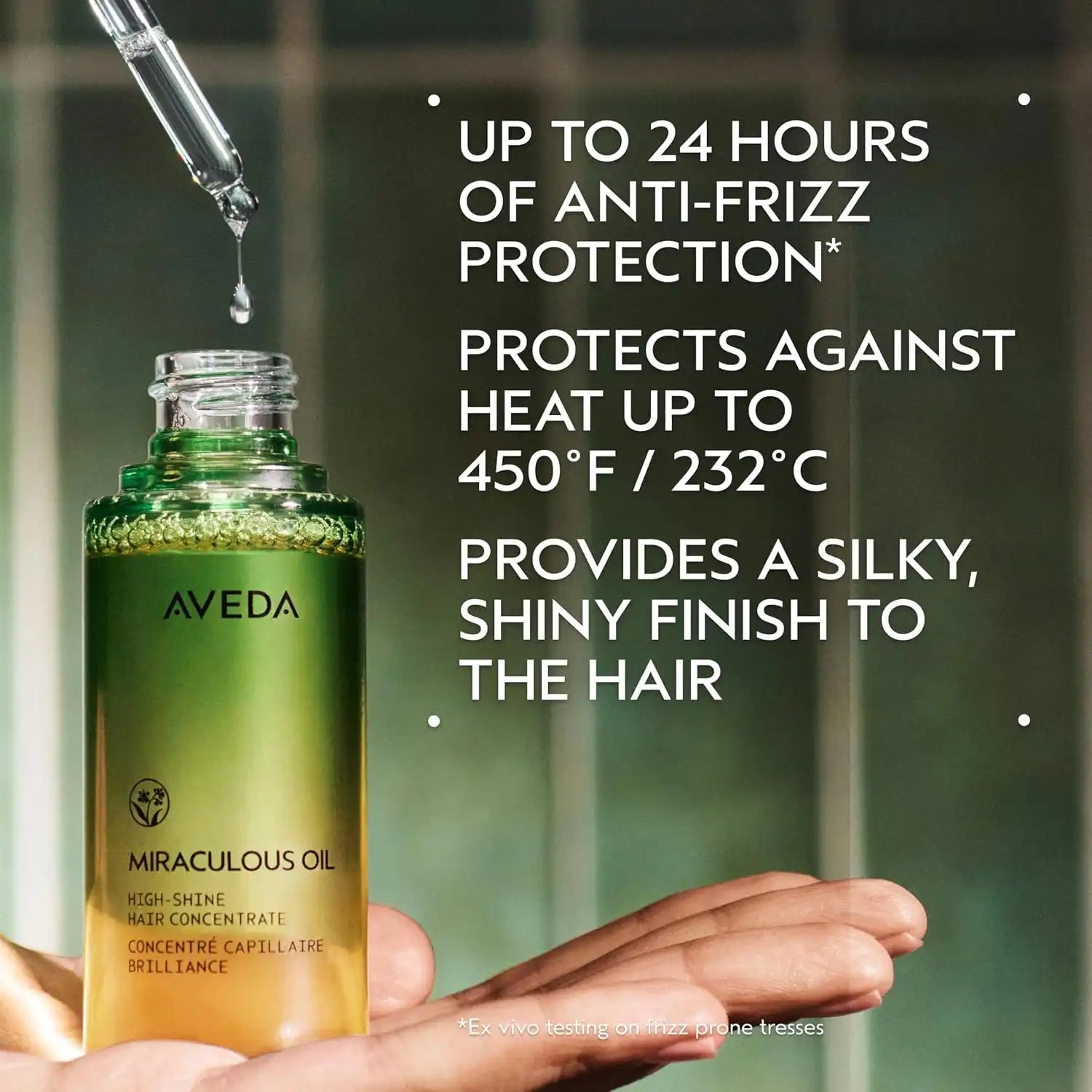 Aveda Miraculous Oil High-Shine Hair Concentrate | Adds Shine | Up to 24 Hours of Frizz Protection* | Heat Protection | For All Hair Types | Notes of Lavender Ylang Ylang and Petitgrain, 1.7 Fl Oz