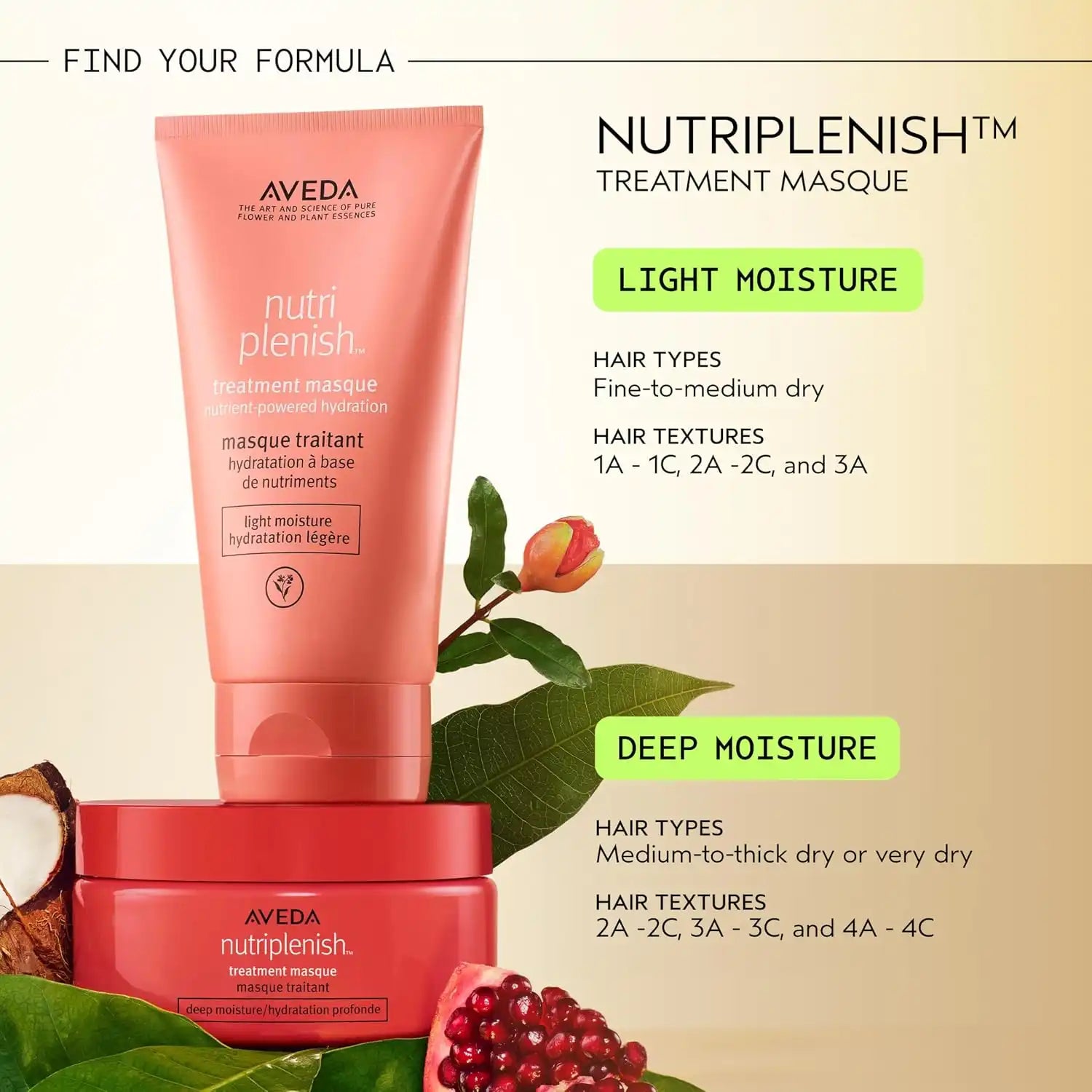 Aveda Nutriplenish Treatment Masque Light Moisture | Conditioning Mask for Fine to Medium Dry Hair | Organic Pomegranate Oil, Coconut Oil, Mango Butter | 98% Naturally Derived*