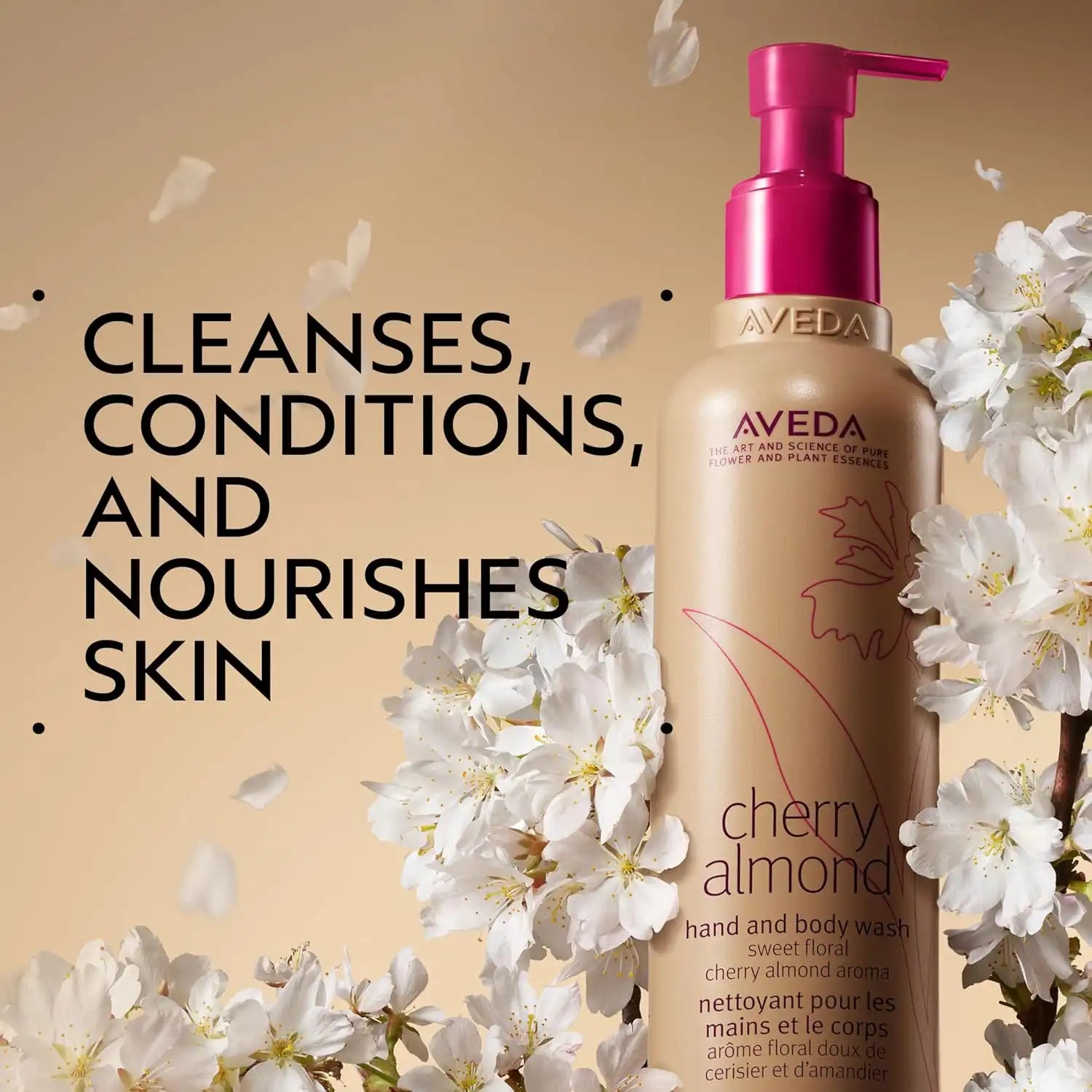 Aveda Cherry Almond Hand & Body Wash |with Sweet Almond Oil, Cherry Blossom Extract | Sweet Floral Aroma of Tonka Bean, Certified Organic Orange, Ylang Ylang | 97% Naturally Derived*