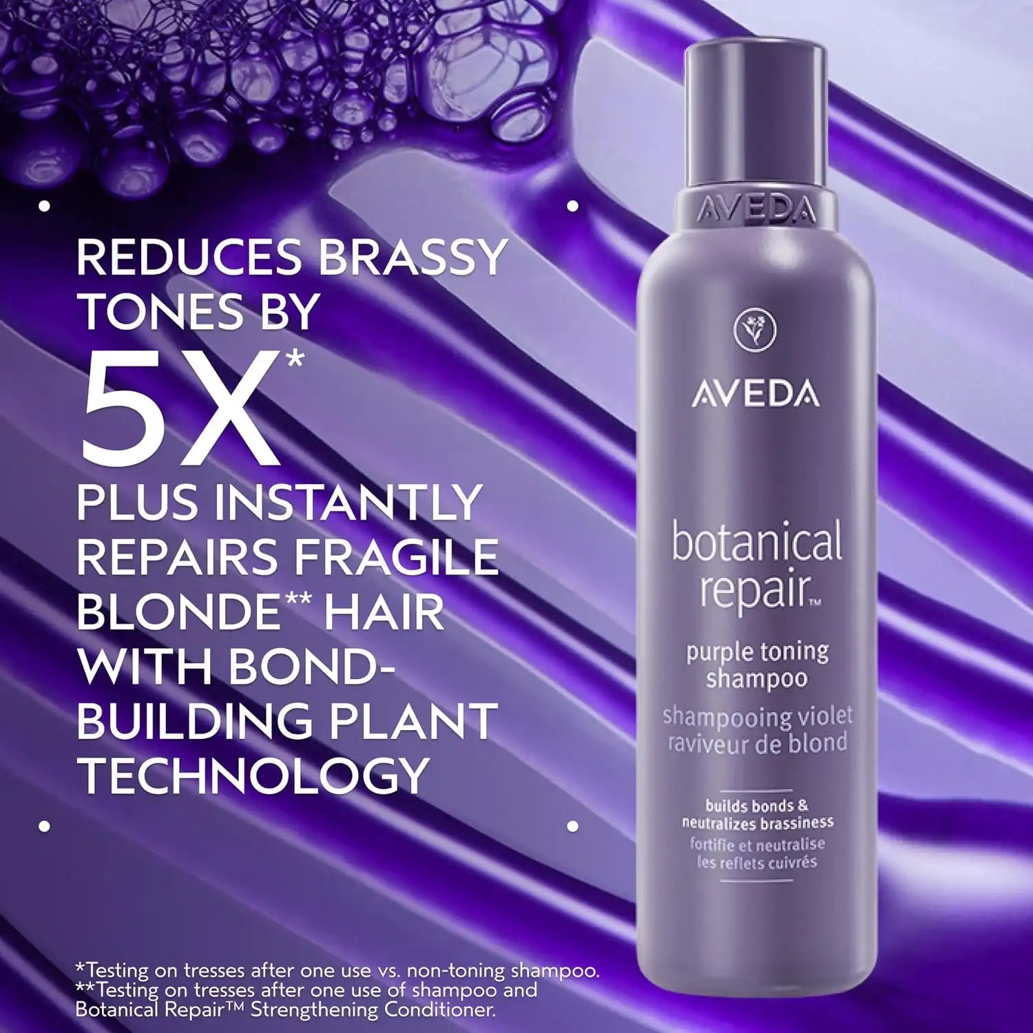 Aveda Botanical Repair Purple Toning Shampoo | For Blonde, Silver, Grey Hair | Reduces Brassy Tones | Silicone Free | 96% Naturally Derived*, 6.7 fl oz
